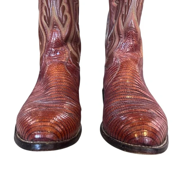 Tony Lama Men’s Sz 11D 8540 Brown Tan Exotic Leather Lizard Western Cowboy Boots - Picture 7 of 16